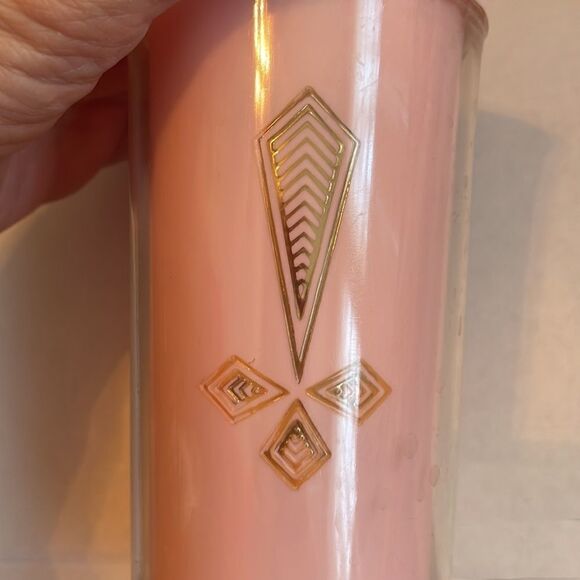 Vtg Mid Century set of 4 plastic tumblers with gold design - Picture 4 of 10